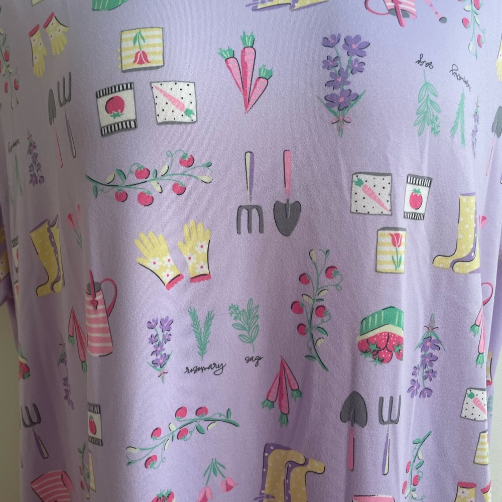 Lilac Garden Print Nightgown With Pockets - Picture 2 of 2
